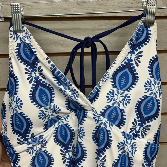 Cabana Life Blue and White Floral reversible Swimsuit - Picture 8 of 8